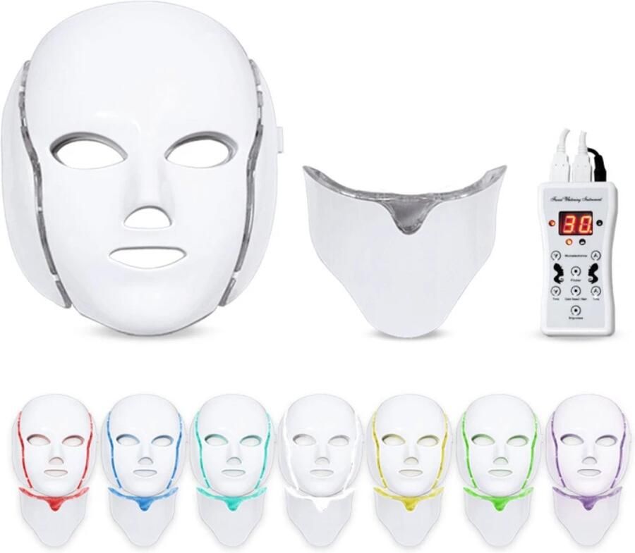 LED Gezichtsmasker LED masker LED masker Huidverzoriging LED Therapie Gezichtsmasker Acne Behandeling Infraroodtherapie Infraroodlamp Lichttherapie- 7 Kleuren Timer