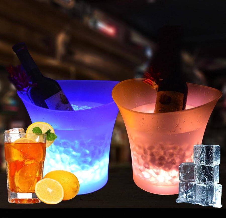 Led-ijsemmer 5 l 2 stuks champagnekoeler RGB-kleurverandering flessenkoeler feest en huisbar Ljsemmer
