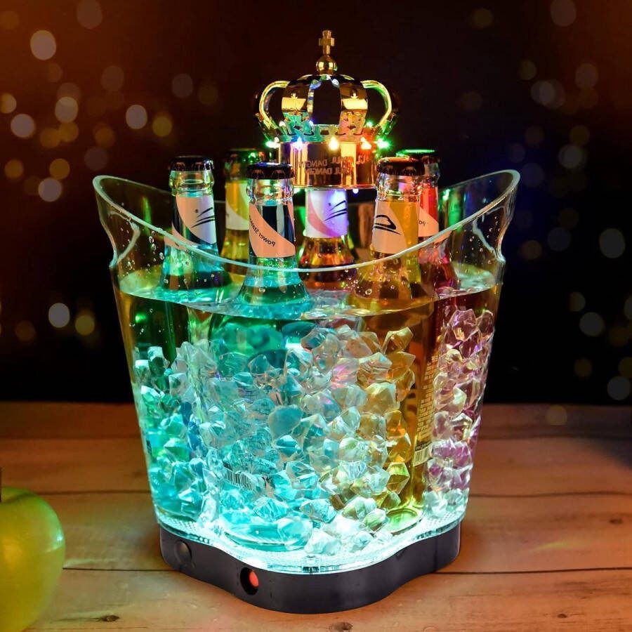 LED ijsemmer Draagbare kleurrijke gradiënt ijsemmer 5 liter ideaal voor thuis bar bier koelen champagne en wijn vier bladige klaver 6L Ljsemmer