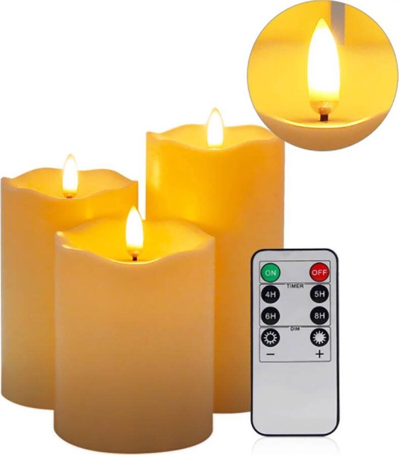 LED Kaarsen 3 Stuks Met Bewegende Vlam Elektrische Kaars Nepkaars Sfeerverlichting Home Decoratie Afstandsbediening