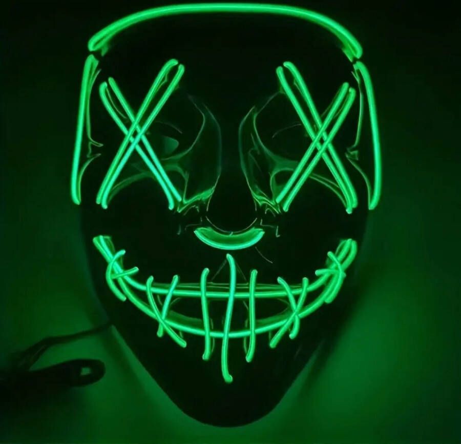 Merkloos LED Masker Halloween Maskers voor Volwassenen Enge Maskers GROEN Purge Halloween Kostuum