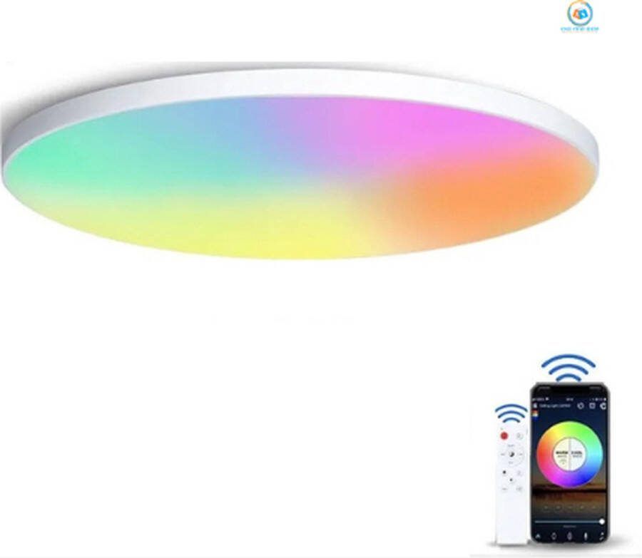 LED Plafondlamp BTM met Bluetooth speaker Ø 37.5cm Wekker en Nachtlamp Plafonniere Verlichting kinderkamer slaapkamer woonkamer Plafond lamp kinderen baby jongen meisje RGB Kinderlamp Smart lamp met afstandsbediening