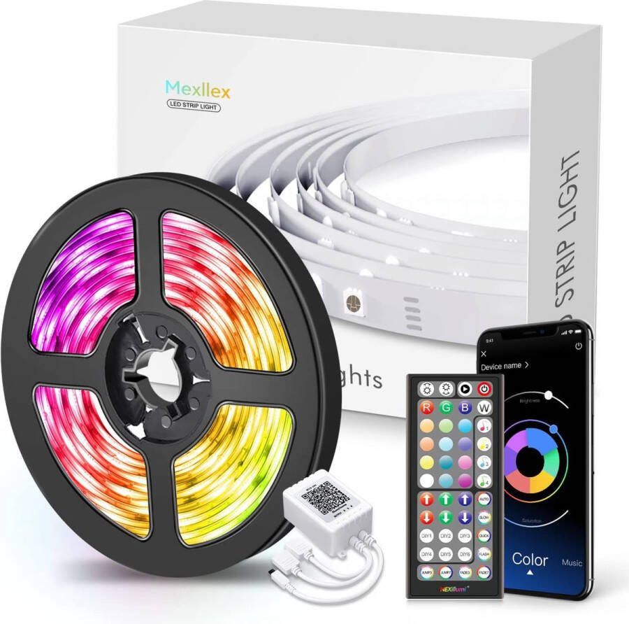 LED Strip 15 Meter met Afstandsbediening & App Lichtstrip met Geïntegreerde Microfoon Timerfunctie Verlichting