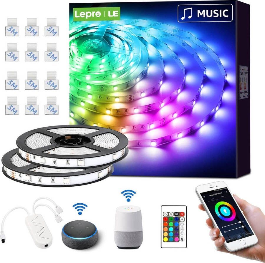 Led Strip 2 Stuks Van 5 Meter Verlichting IP20 Lange Levensduur Afstandsbediening & App
