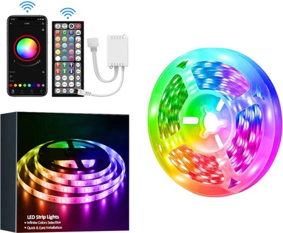 ShopbijStef Led-Strips Led Strip 15 Meter Ledstrip Met Afstandbediening Rgb Led Strip Lampjes 5050 Bluetooth Controller Kleurrijke Lichtstrip