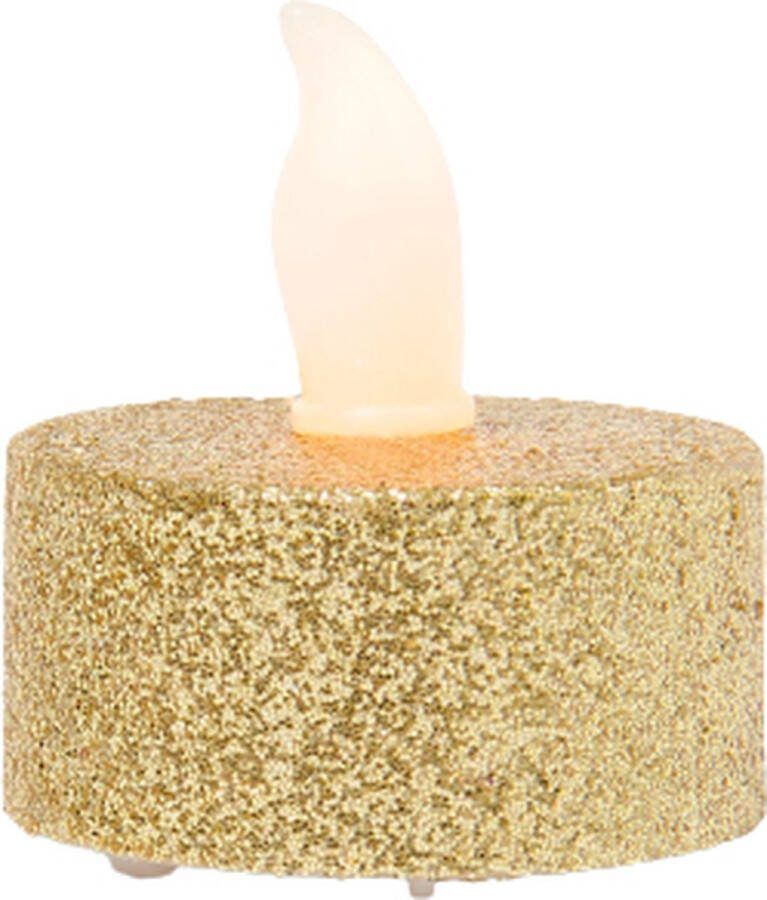 LED theelichten Goud Glitter Kerst Kunststof Set van 6 Waxinelichtjes Theelichtjes Aanmaakblokjes