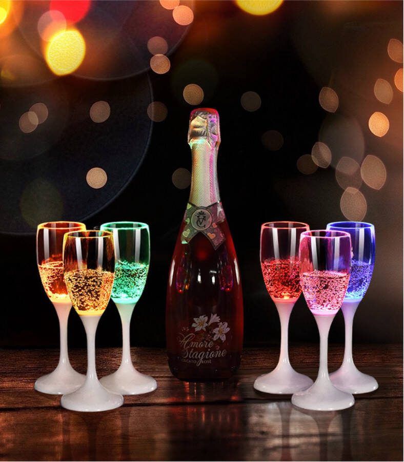 LED Verlichte Champagneglazen Lichtgevende Glazen Party Glazen Set van 6