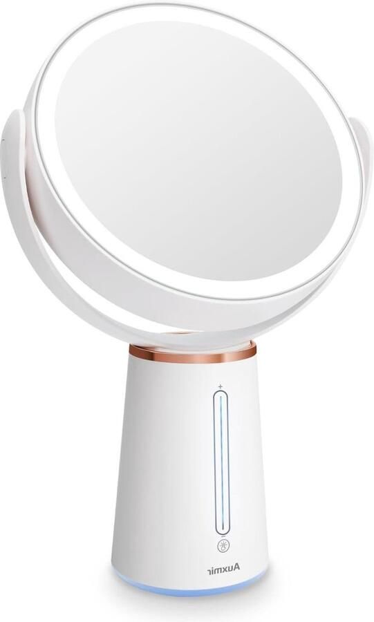 LED Verlichte Make-up Spiegel met 1X 10X Vergroting 10 Dimbare Helderheidsniveaus Dubbelzijdige Cosmeticaspiegel Scheerspiegel Oplaadbaar 360° Draaibaar Thuis en Onderweg