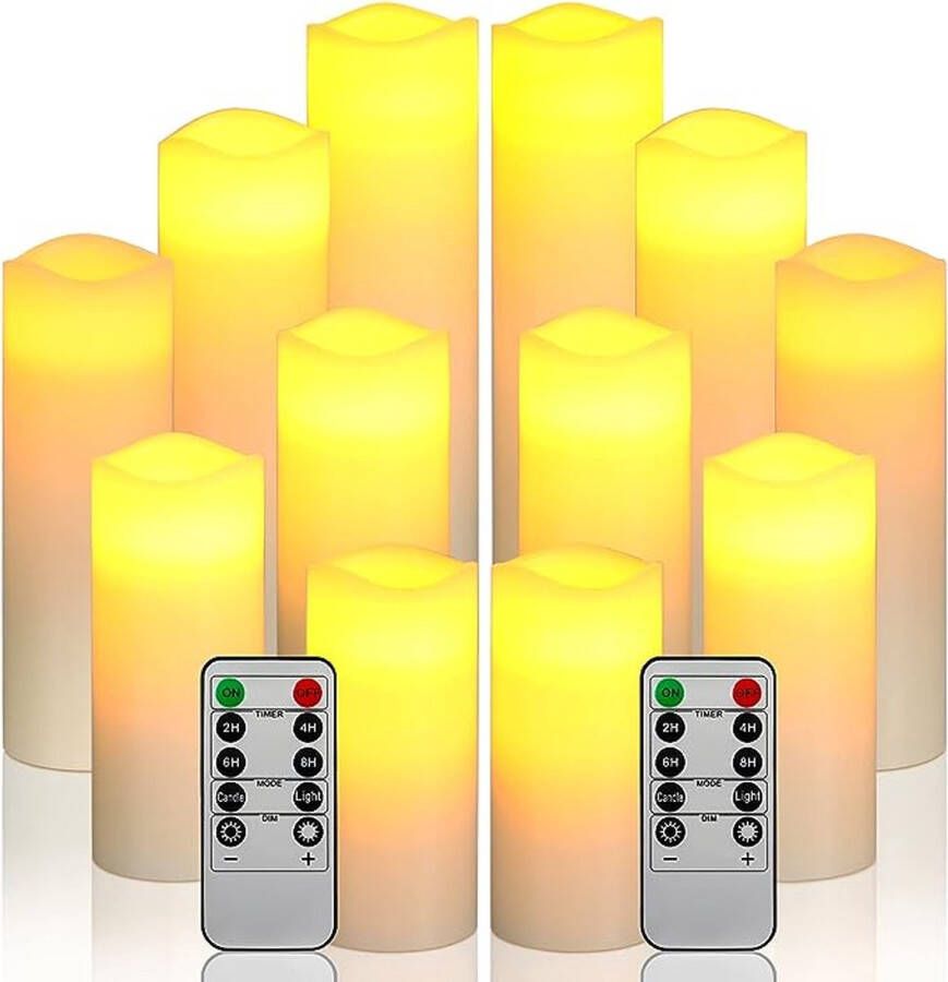 LED Vlamloze Kaarsen 12 Stuks Kaarsen Met Afstandsbediening Geen Batterijen