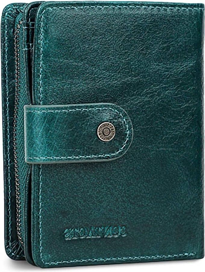 Lederen Portemonnee RFID Blokkerende Bifold Portemonnee Zachte Zip Coin Pocket Koeienhuid Creditcardhouder Blauw S Modern