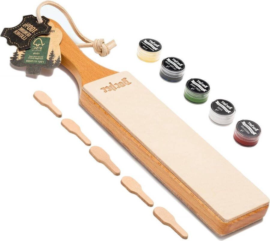 Lederen Strop met Polijstpasta Premium Lederen Stropping Kit Leder Messenslijper voor het Slijpen Messen en Scheermes Handmatige Messenslijpers met Polijstpasta