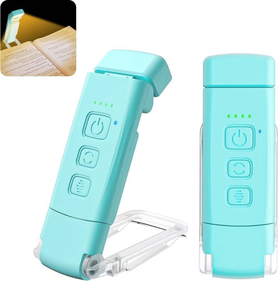 Leeslamp 3 Kleurstanden 5 Dimbare Helderheid Timerfunctie & USB-Oplaadbaar Leeslamp Klem lamp voor Lezen in Bed 80-uurs Batterijduur (blauw) Leeslampje voor book