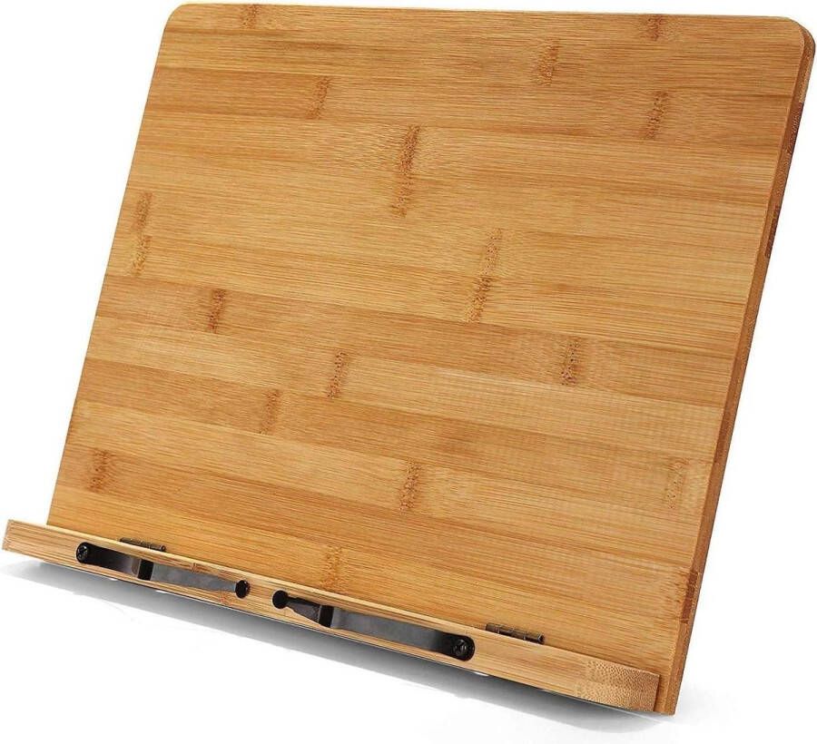 Leesrust Cook Boek Standhouder Bamboe Document Boekensteun Laptop Standhouders Kookboek Houder met Verstelbare lade
