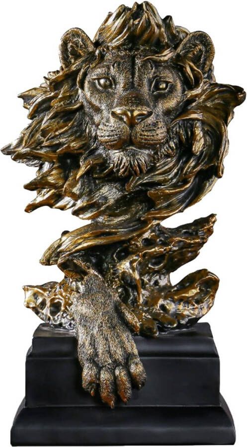 Leeuw beeldje leeuw figuren deco hars 11 8 x 3 1 x 2 7 inch sculptuur ornament leeuw kunst figuren handwerk decoratie wooncultuur dier ornament decoratie woonkamer geschenken (koper)