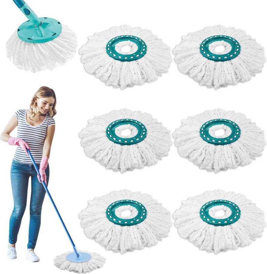 Leifheit Clean Twist Disc Mop Ergo reservemopset 6 stuks 2 vezelsystemen voor Leifheit Rotomop vuildeeltjes vloertypes