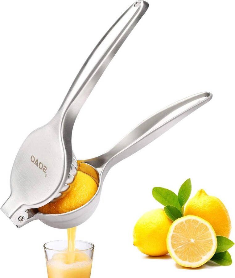 Lemon juicer hand juicer for citrus fruits anti-bite agents dishwasher safe stainless steel 18 8 diameter 7 cm