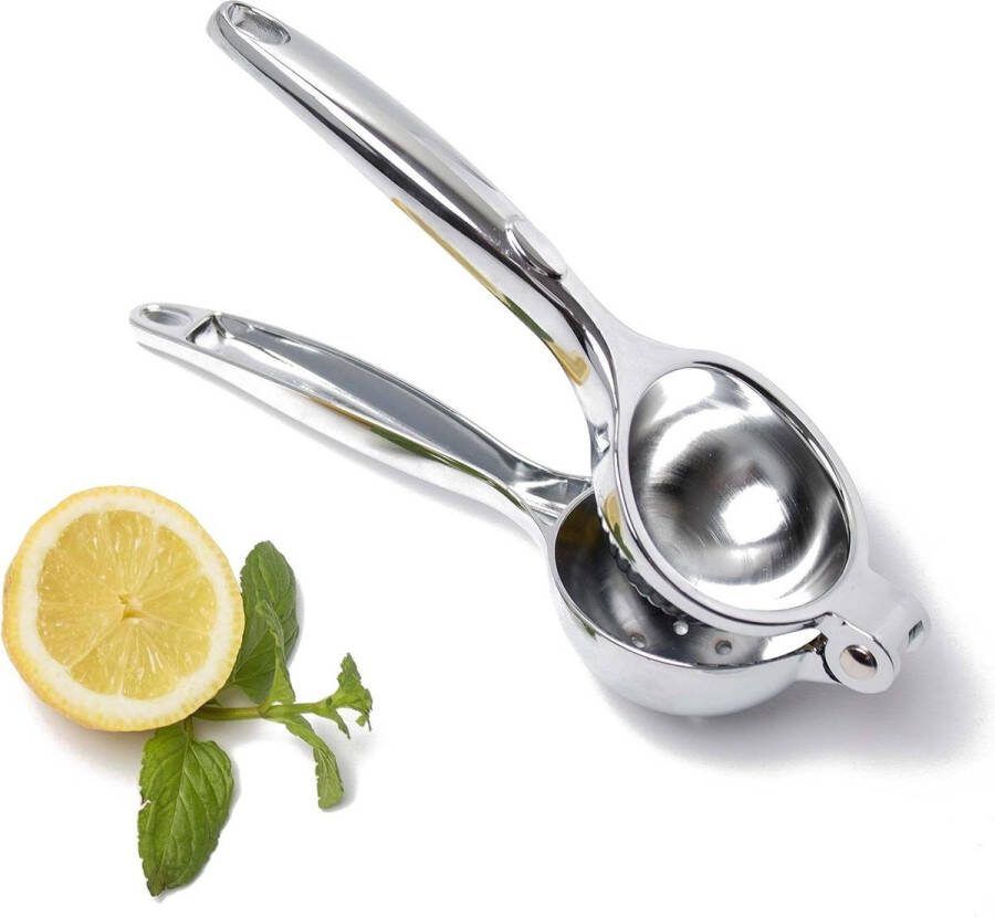 Lemon Squeezer roestvrij staal grote handpers zilverkleurig Cheers Club. citruspers