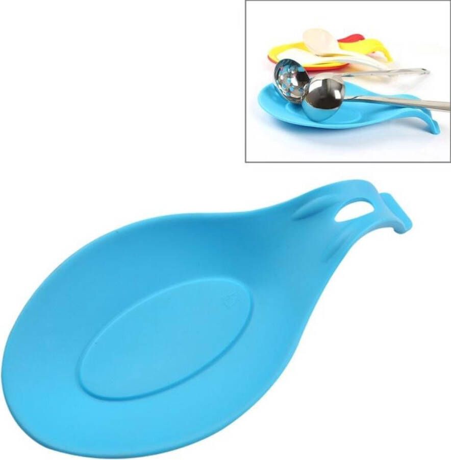 Lepel mat tool houder Eggklopper hittebestendig schotel keuken gadgets silicone pad (blauw)