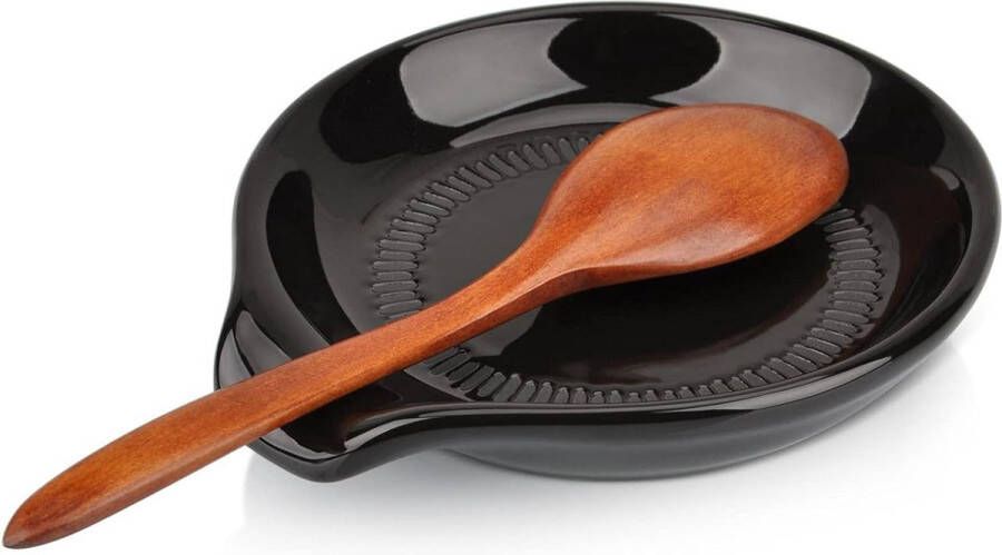 Lepelhouder Keramiek Hittebestendig en Vaatwasmachinebestendig voor KeukenKleine Lepelsteun voor Kacheltop Kookplaat Keuken Gebruiksvoorwerp Rest voor Lepel Spatels Tangen Pollepels Zwart