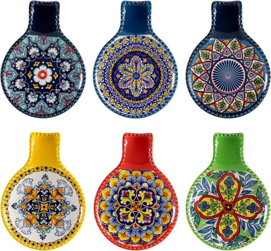 Lepelhouder van keramiek set van 6 keukengerei-houder servies lepelhouder porselein voor lepel pollepel tang Boheemse stijl