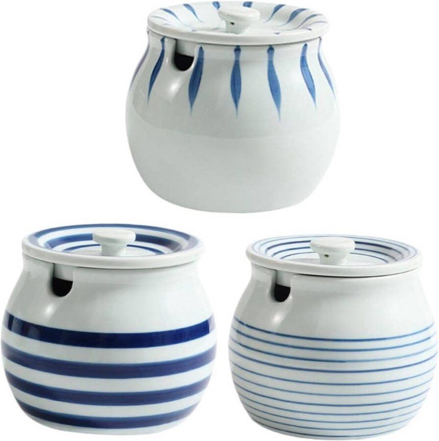 Lepelpot Met Deksel Glazen Terrarium Vintage Containers Suikerpot Met Schepje Kruiderij Pot Olie En Zout Keramiek en lepelpot