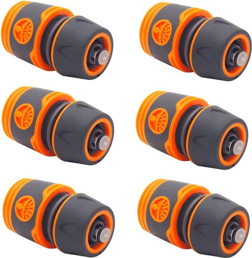 Lepidi 6 stuks slang waterstop connector slangverbinding snelle wateraansluiting kunststof snelslangaansluiting met waterstopfunctie voor gebruik met tuinslang sproeiers slangspuitpistoo