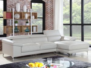 Leren hoekbank SOLANGE wit Hoek rechts L 265 cm x H 90 cm x D 167 cm
