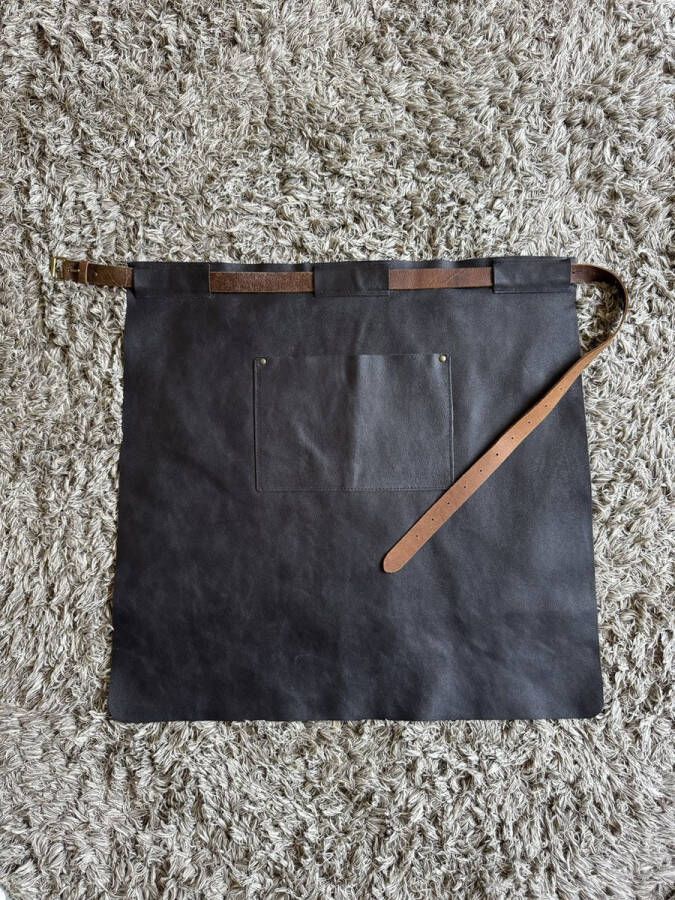 Leren schort sloof unisex Luxe BBQ schort sloof met groot vak Hoge kwaliteit keukenschort kappersschort Zwart