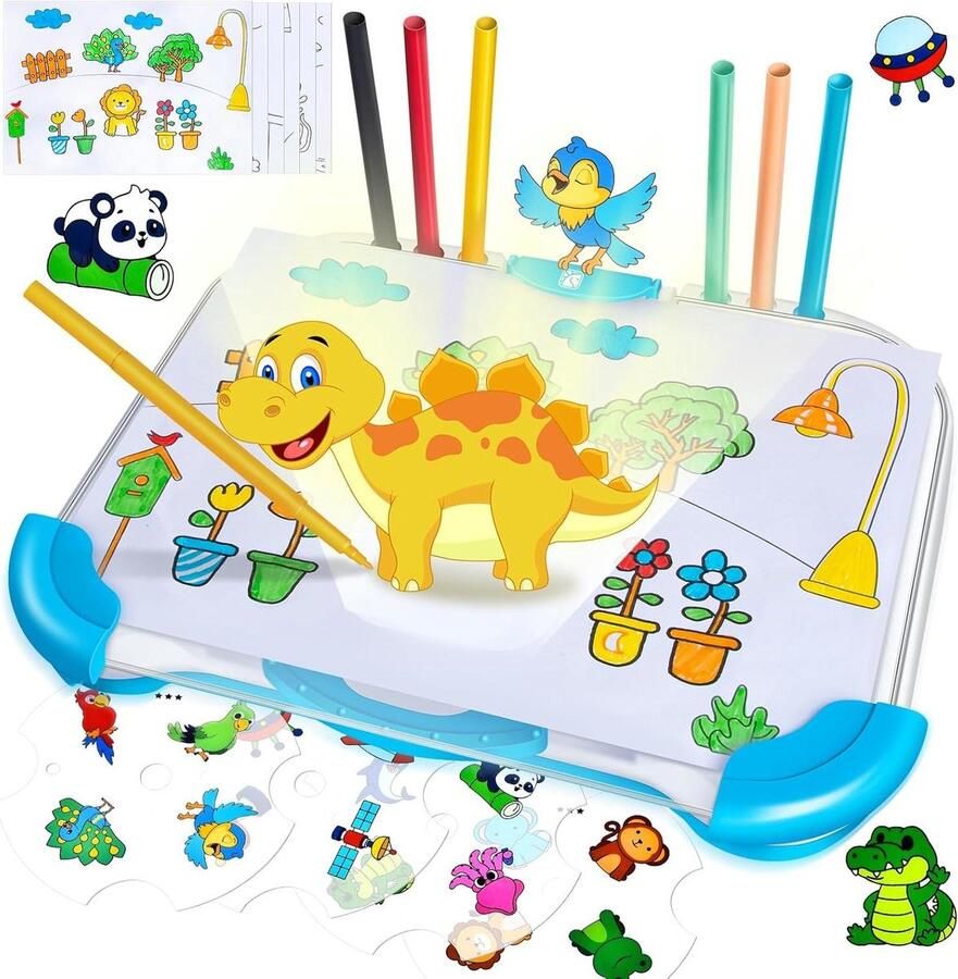 Leren tekenen met Tekenprojector voor kinderen creatief tekenen en schilderen 3 jaar tekenset met 64 motieven projector schilderbord cadeaus jongens Tekenbord