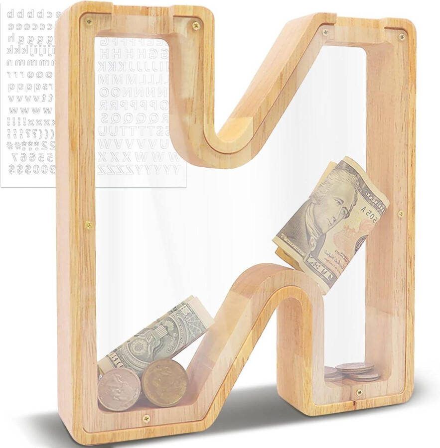 Letter Houten Spaarpot Reusachtig Transparant Varken Kinderen 23 x 4 x 23 cm Creatief Gepersonaliseerd Spaarpot Voor Festivalgeschenken Interieurdecoratie Souvenir