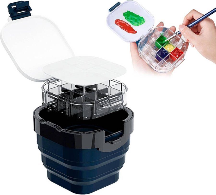 Letuxaamz Brush Cleaner Brush Washer with Gouache Painting Box Brush Holder and Water Trough for Indoor Outdoor Painting Watercolours Gouache Acrylic Oil Paint Palette Watercolours and Oil Paints
