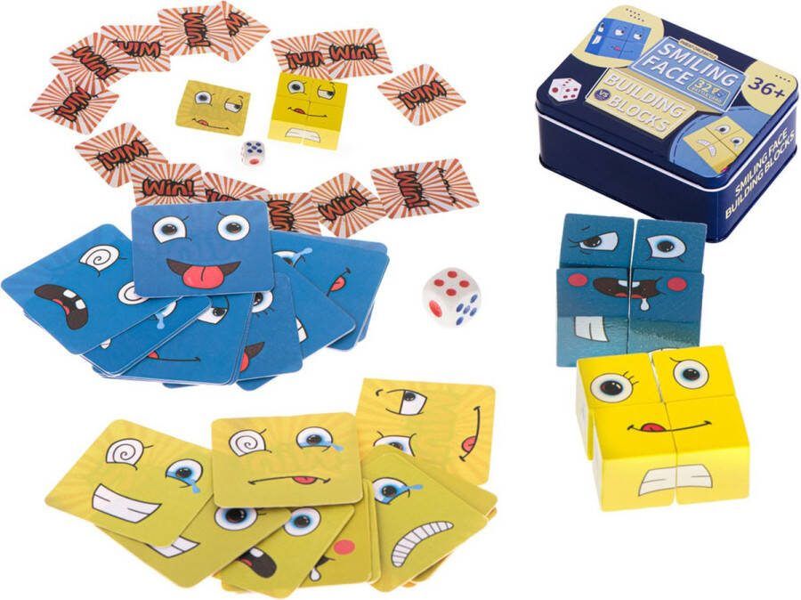 Leuk Educatief Spel voor Jong & Oud 3+ Jaar Gezelschapsspel 2 Spelers Zoek de Blokken Snel Bij Elkaar Leer Emoties Herkennen & Benoemen Face Change Cube Actie Spel Drankspel