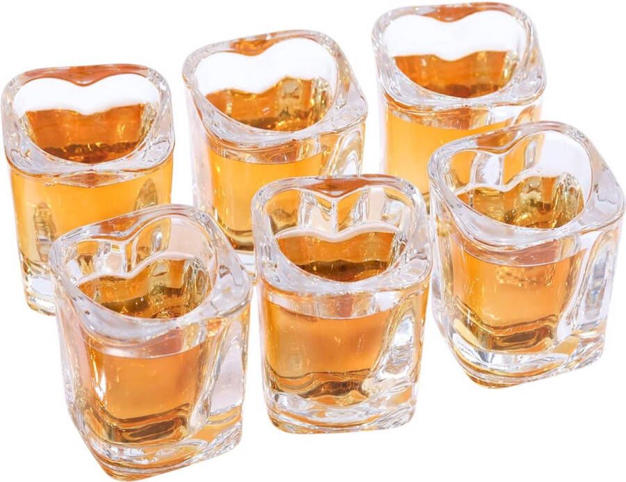 Leuke Borrelglaasjes 57ml 5.7xl Zware Basis 6 Pack Helder Borrelglas Tequila Borrelglaasjes Hartvormige Borrelglaasjes Vierkante Borrelglaasjes