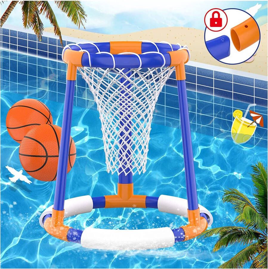 Leuke en Spannende Zwembad speelgoed voor volwassenen en kinderen waterspelletjes drijvende basketbalmand waterspeelgoed basketbalmand zwembadaccessoires plezier Ideaal voor op vakantie of op de camping (2 x basketballen)