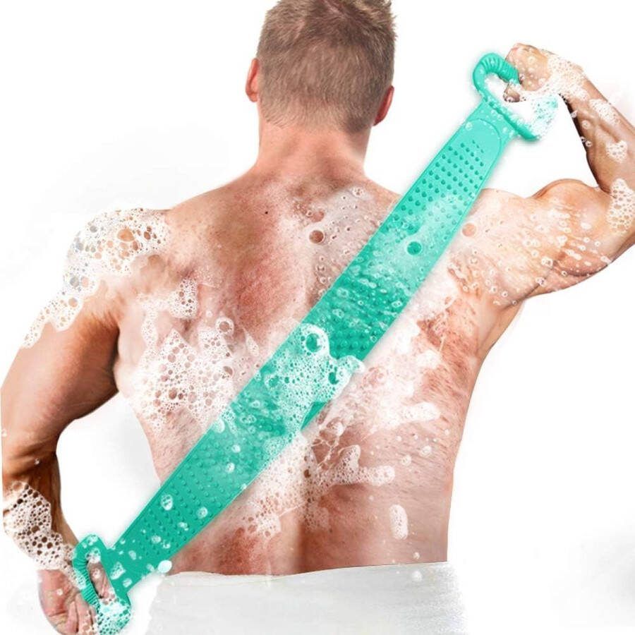 Lichaamsborstel upgrade 90 cm rugschrobber siliconen badborstel massageborstel siliconen cellulitis incrèmehulp voor rug peeling lichaam en voet (perfect voor grote groei)