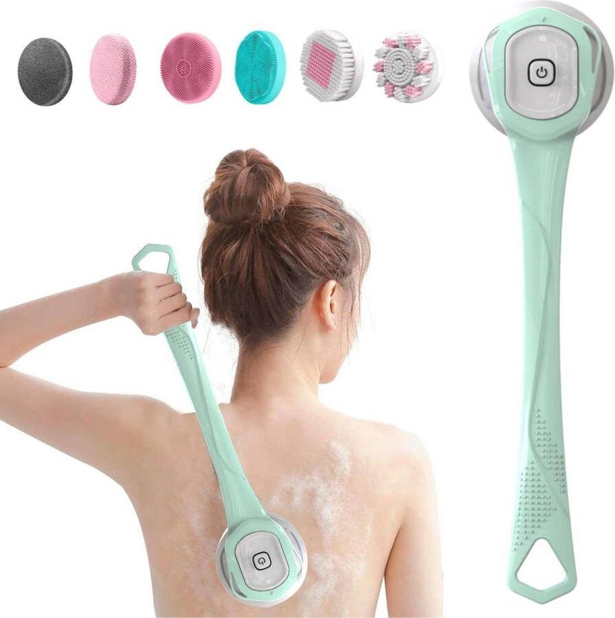 Lichaamsborstelset Rugschrobber Body Exfoliator Doucheborstel Lange handgreep 6 borstelkoppen Waterdichte badborstel 3 snelheden Oplaadbaar USB-oplaadbaar Diepe reiniging Ontspanning