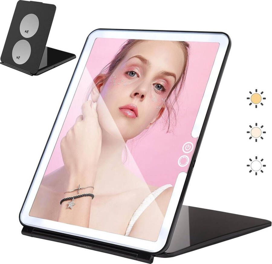 Lichte Reis Make-up Spiegel 3X 5X Vergroot USB Charge Opvouwbaar Draagbare Cosmetische Spiegel