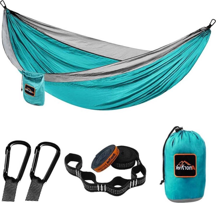Lichtgewicht draagbare enkele en dubbele hangmat met boomriemen voor camping wandelen tuin oranje en grijs 78 inch x 118 inch L