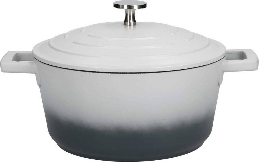 Lichtgewicht Gegoten Aluminium Braadpan met Deksel Stoofpan voor Inductiekookplaat en Oven Ombre Grijs 25 Liter 20 Centimeter