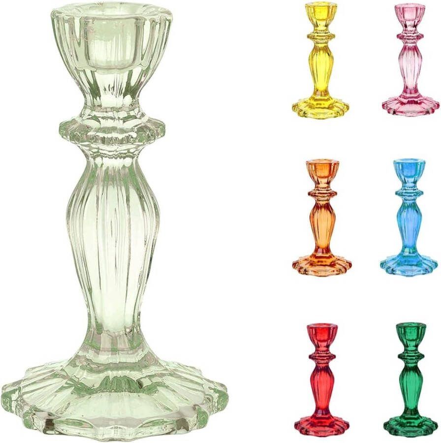 Lichtgroene kaarsenhouder van groen glas Decoratieve conische kandelaar voor binnen of buiten dineren tafeldecoratie voor etentje verjaardag bruiloft woondecoratie