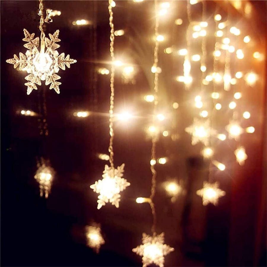 Lichtsnoer met LED-sterren 96 leds 3 5 m kerstlicht met stekker IP44 waterdicht voor buiten of binnen 8 modi licht voor kerstboom balkon tuin feest warmwit