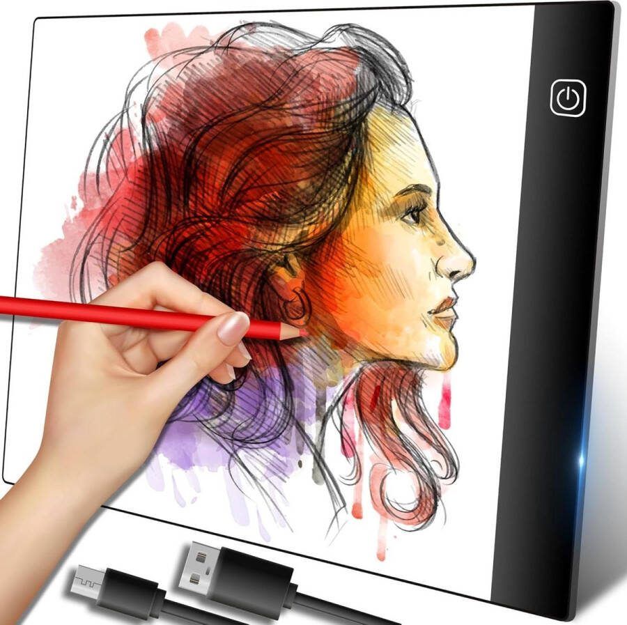 Lichttafel A4 LED licht pad voor diamond painting en tekenen Met USB-kabel 4 mm ultra slim wit Tekenbord