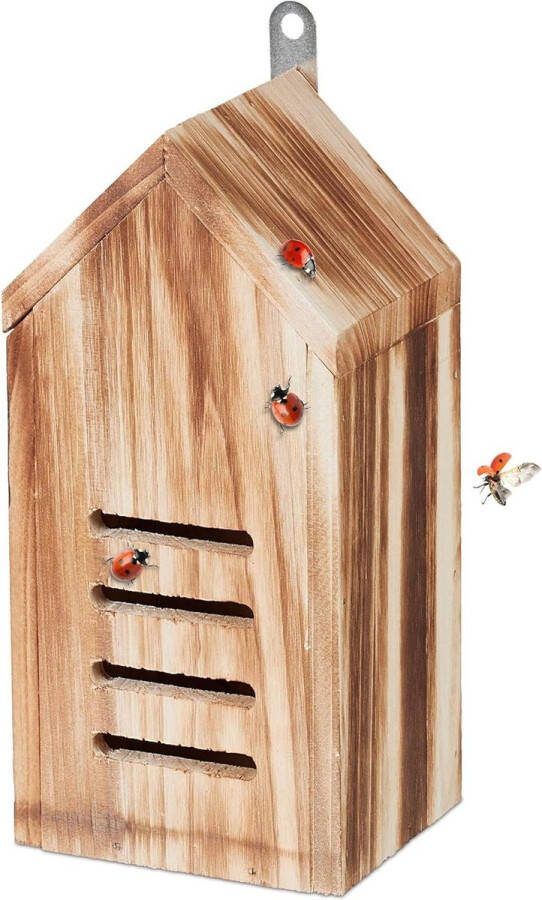 Lieveheersbeestjes hotel Houten insectenhotel voor tuin en balkon Bruin nestkastje met ophangsysteem
