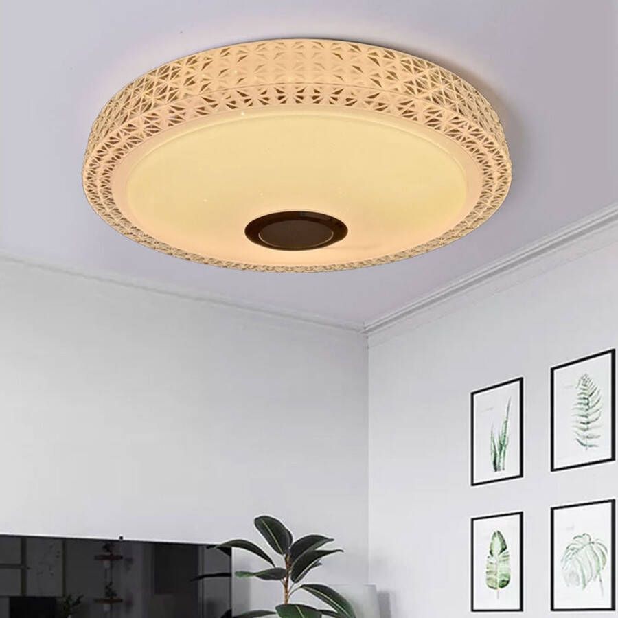 Lifa LED Plafondlamp met Bluetooth speaker 24W led lamp Ø 33cm RGB Met App en afstandsbediening 3000K-6500K Nachtlamp en wekker Ceiling light – Slaapkamer lamp Kinderlampen Plafond verlichting Smart lamp Dimbaar
