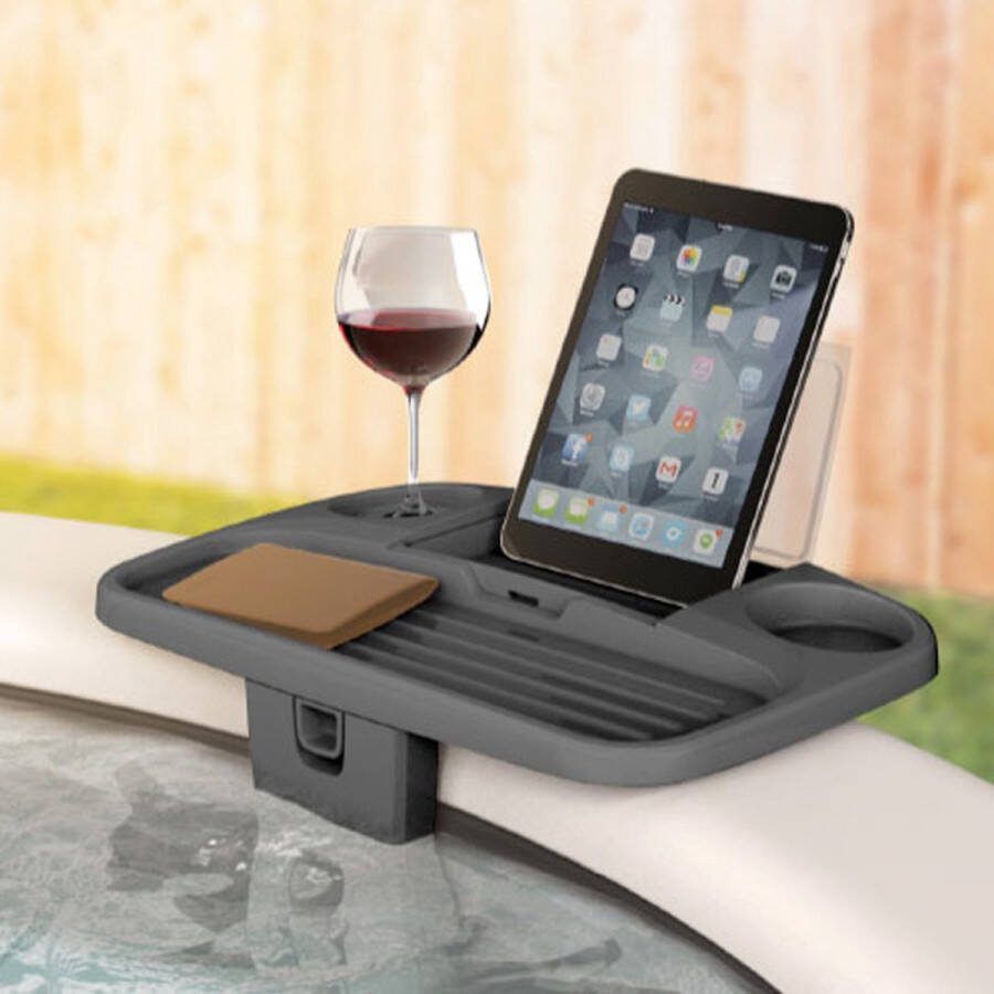 Life Spa Tray Table Whirlpools Spa Bar Deluxe Bubbelbad Bar Tafeltje Verstelbaar Waterdicht compartiment voor mobiel of tablet Zwart