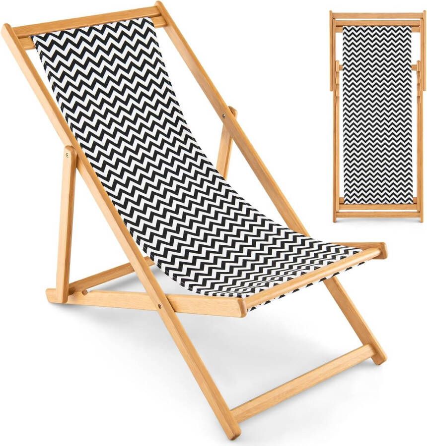 Ligstoel inklapbaar zonnestoel van bamboe strandstoel met verstelbare rugleuning tot 150 kg belastbaar ideaal voor tuin terras en strand