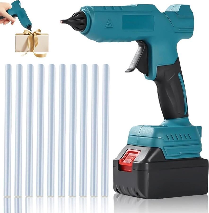 Lijmpistool voor Makita 18 V lithium-accu Ideaal voor reparaties en knutselen 10 lijmstiften van 11 mm