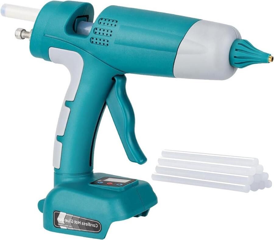 Lijmpistoolset Draadloos 18 V met 10 lijmpistolen LED Digitaal voor thuisreparaties kunst en handwerk