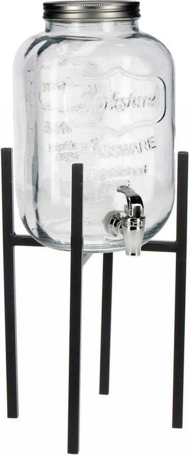 Merkloos Limonade drankdispenser op verhoger 5 liter transparant glas H48 x B21 cm Drankdispensers