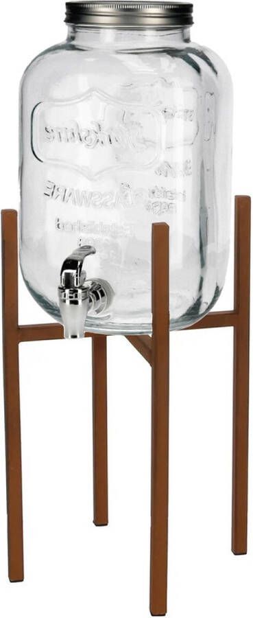 Merkloos Limonade drankdispenser op verhoger 5 liter transparant glas H48 x B21 cm Drankdispensers